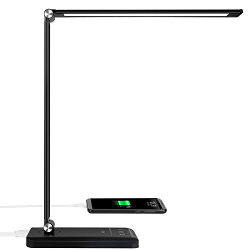 MOICO  LED Desk Lamp, Desk Lamps for Home Office with USB Charging Port and 3000mah Battery, Eye-Caring Table Lamp with 5 Color Modes and 5 Brightness Levels,  Only $19.54