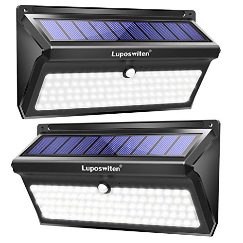 Luposwiten 100 LED Solar Lights Outdoor, 2000 Lumens Waterproof Wireless Solar Motion Sensor Lights Light with 125° Motion Angle  (2-Pack) Only $8.99