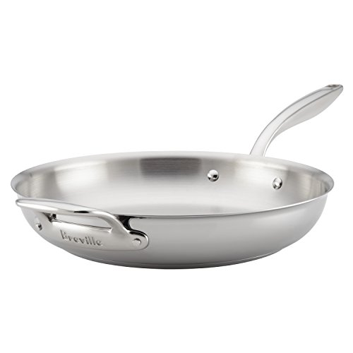 Breville Thermal Pro Stainless Steel Frying Pan / Fry Pan / Stainless Steel Skillet with Helper Handle - 12.5 Inch, Silver, List Price is $159.99, Now Only $65.69