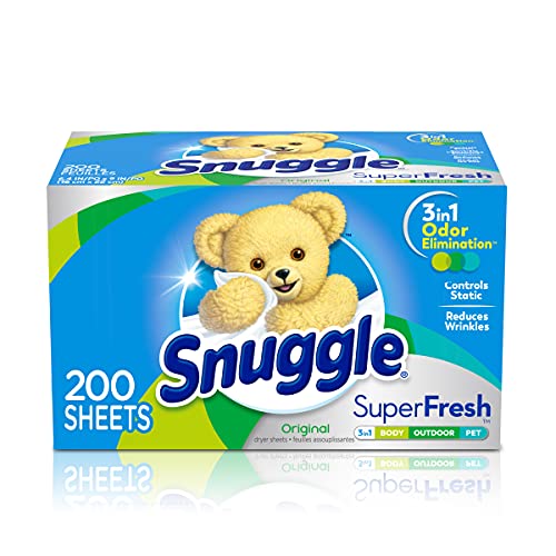 Snuggle Plus SuperFresh Fabric Softener Dryer Sheets with Static Control and Odor Eliminating Technology, Original, 200 Count, Only $5.31