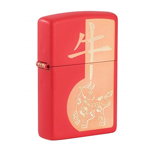 Zippo Chinese Zodiac Lighters  Year of The Ox Red Matte Pocket Lighter, One Size, List Price is $30.45, Now Only $20.89