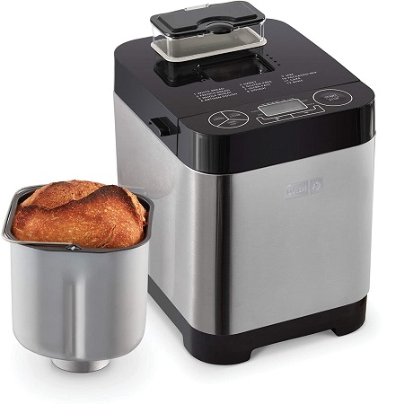 DASH Everyday Stainless Steel Bread Maker, Up to 1.5lb Loaf, Programmable, 12 Settings + Gluten Free & Automatic Filling Dispenser - Black, only $40.48
