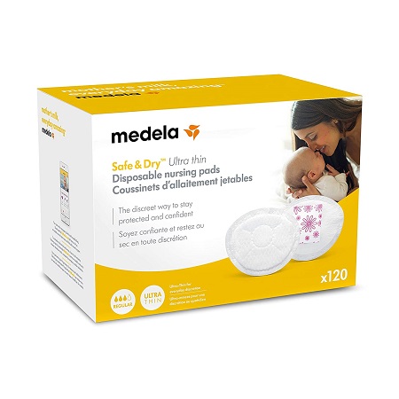 Medela Safe & Dry Ultra Thin Disposable Nursing Pads, 120 Count Breast Pads for Breastfeeding, Leakproof Design, Slender and Contoured for Optimal Fit and Discretion, only $5.76
