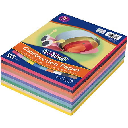PACON Art Street Lightweight Construction Paper, 10 Assorted Colors, 9