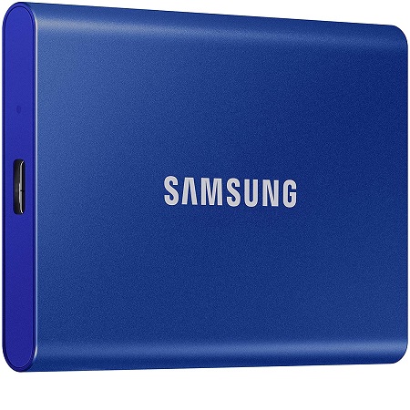 SAMSUNG T7 Portable SSD 1TB - Up to 1050MB/s - USB 3.2 External Solid State Drive, Blue (MU-PC1T0H/AM), only $109.99