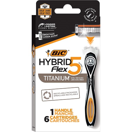 BIC Flex 5 Hybrid Men's 5-Blade Disposable Razor, 1 Handle and 6 Cartridges, only $4.19 after clipping coupon and applying coupon code
