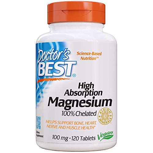 Doctor's Best High Absorption Magnesium Glycinate Lysinate, 100% Chelated, TRACCS, Not Buffered, Headaches, Sleep, Energy, Leg Cramps,  , 100 mg, 120 Tablets,   $8.05