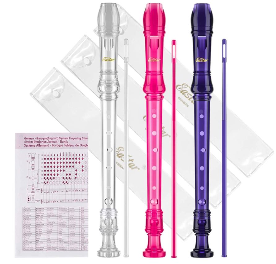 Eastar ERS-3G1 3 PCS German Soprano Recorder 8 Hole C Key 3 Piece Instrument With Fingering Chart Cleaning Rod and Bag, 40% OFF only $9
