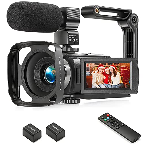 Camcorder 1080P Video Camera YEEHAO 36MP 3.0 Inch IPS Touch Screen IR Night Vision 16X Digital Zoom Camcorder with External Microphone Handheld Stabilizer Remote Control