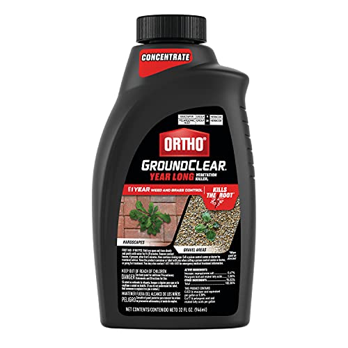 Ortho GroundClear Year Long Vegetation Killer1 - Concentrate, Visible Results in 3 Hours, Kills Weeds and Grasses to the Root , Up to 1 Year of Weed and Grass Control, 32 oz.,Only $4.71