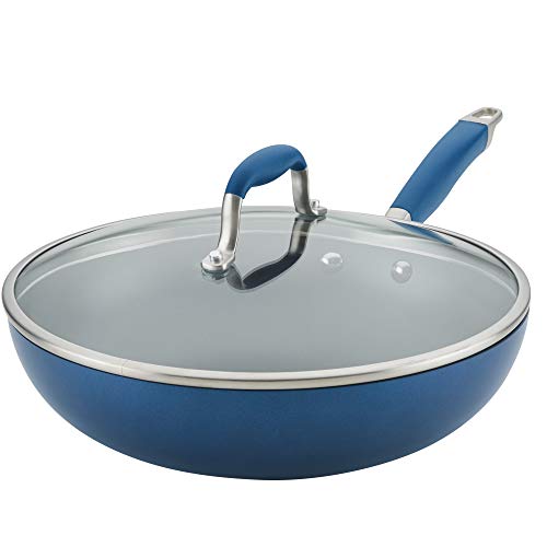 Anolon Advanced Home Hard Anodized Nonstick Frying/Saute/All Purpose Pan with Lid, 12 Inch, Indigo Blue, List Price is $59.99, Now Only $39.99, You Save $20.00 (33%)