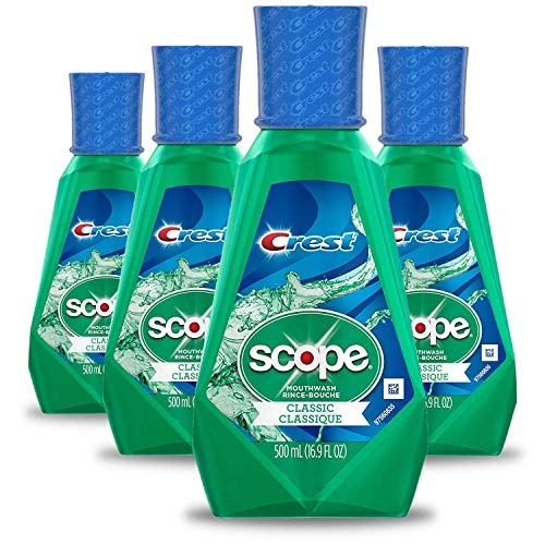 Crest Scope Classic Mouthwash, Original Formula, 16.9 fl oz. (Pack of 4), List Price is $15.96, Now Only $11.96, You Save $4.00 (25%)