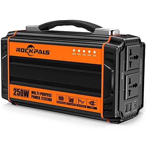 ROCKPALS 250-Watt Portable Generator Rechargeable Lithium Battery Pack Solar Generator with 110V AC Outlet, 12V Car, USB Output Off-grid Power Supply, Now Only $159.99