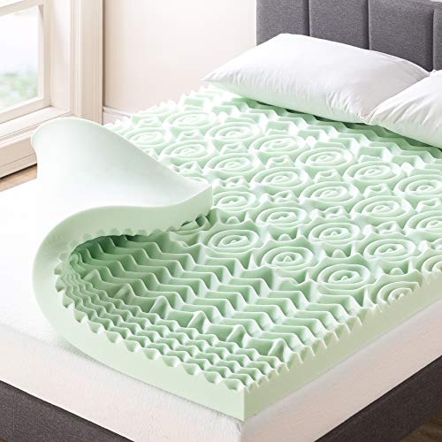Best Price Mattress 4 Inch 5-Zone Memory Foam Mattress Topper with Calming Green Tea Infusion, CertiPUR-US Certified, Queen, Now Only $92.07