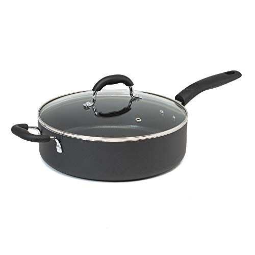 Goodful Aluminum Non-Stick Sauté Pan Jumbo Cooker with Helper Handle and Tempered Glass Steam Vented Lid, Made Without PFOA, Dishwasher Safe, 5-Quart, Charcoal Gray, Only $20.21