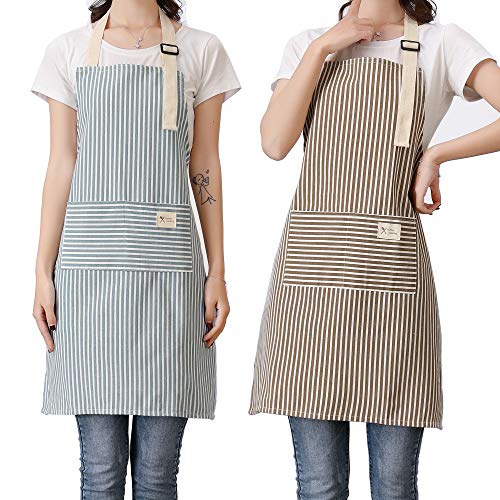 Lofekea Aprons for Women 2 Pack Adjustable Bib Aprons with 2 Pockets Cotton Linen Cooking Kitchen Chef Apron for Women and Men, Only $8.99