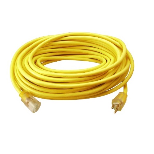 Southwire 2589 100-ft 12/3 SJTW Outdoor, Heavy Duty 3 Prong Power, Water Resistant Vinyl Jacket, for Commercial Use and Major Appliances Extension Cord, 100 ft, Yellow,   Only $58.50
