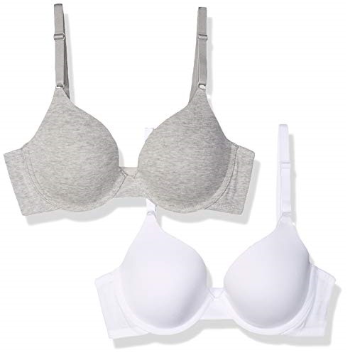 Fruit of the Loom Women's 2-Pack T-Shirt Bra, Heather Grey/White, 34C, List Price is $20, Now Only $14.94, You Save $5.06 (25%)