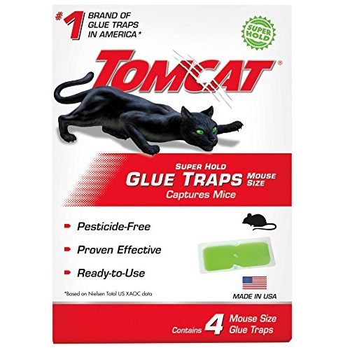 Tomcat Super Hold Glue Traps Mouse Size, Contains 4 Mouse Size Glue Traps - Captures Mice - Also Used for Cockroaches, Scorpions, Spiders and Many Other Pests,  Only $1.50