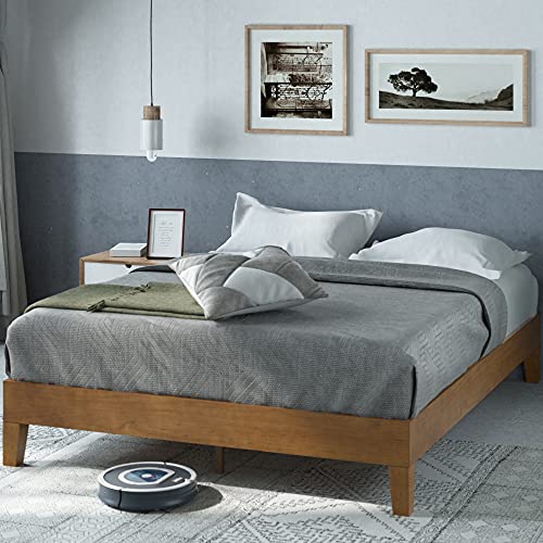 ZINUS Alexis Deluxe Wood Platform Bed Frame / Solid Wood Foundation / No Box Spring Needed / Wood Slat Support / Easy Assembly, Rustic Pine, Queen, List Price is $375, Now Only $129.20