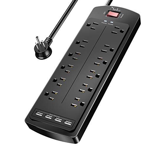 实用好物！Nuetsa电涌保护接线板，带12个插座和 4 个 USB 端口，6 英尺延长线 (1875W/15A)，适用于家庭和办公室，32% off 仅售$16.99