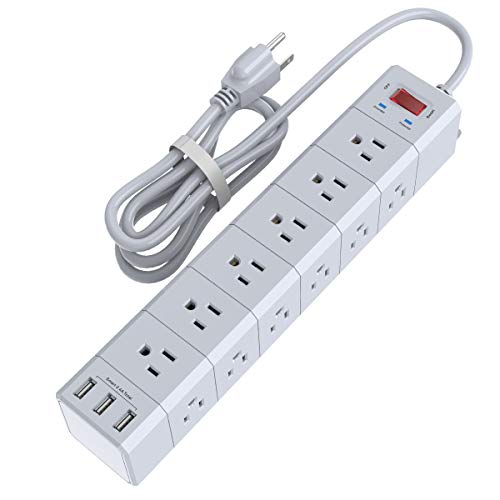 NvTias 6 Ft Long Power Strip, Surge Protector 3-Sided with 18 Outlets and 3 USB 50% OFF only $14.99! 24 Outlets and 3 USB only $17.49!