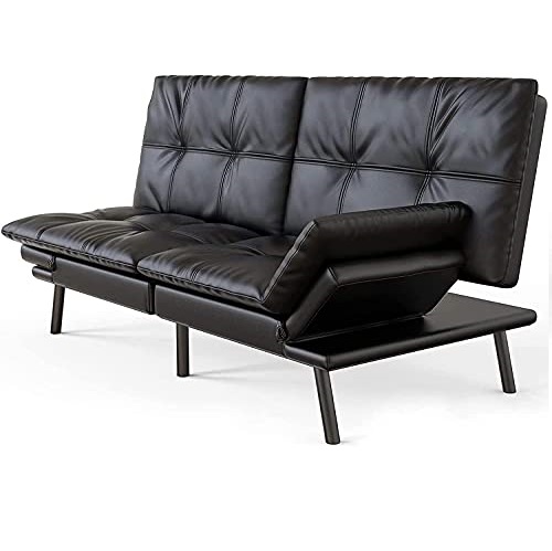 Futon Sofa Bed, Convertible Memory Foam Futon Couch Bed, Modern Folding Sleeper Sofa with Quick Adjustable Armrest and Backrest for Studio Apartment, Dorm, Living Room, Guest Room,Only $273.87