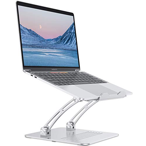 OMOTON Height Adjustable Computer Stand for Desk, Exceptionally Stable, with Heat Vent, Compatible with MacBook Pro, Air, Samsung, Laptops up to 17 inches, Silver