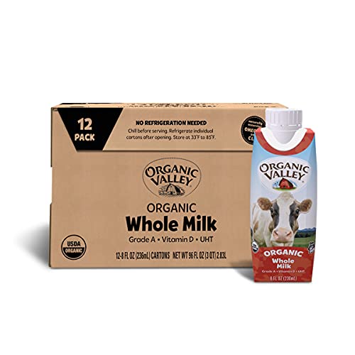 Organic Valley Whole Shelf Stable Milk, Resealable Cap, 8 Oz, Pack of 12, Only $14.86