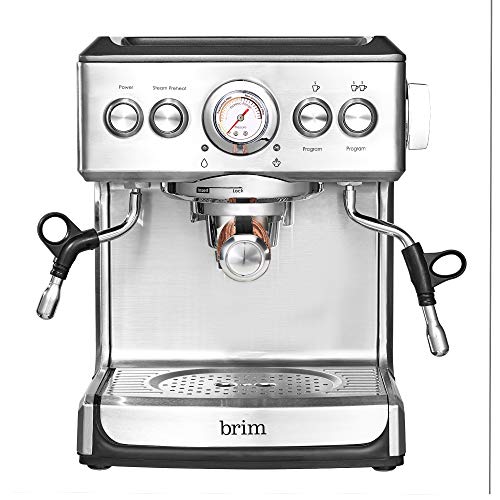 Brim 19 Bar Espresso Machine, Fast Heating Cappuccino, Americano, Latte and Espresso Maker, Milk Steamer and Frother, Removable Parts for Easy Cleaning, Stainless Steel Only $230.00