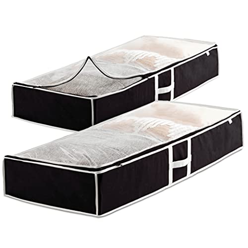 Underbed Storage Bag Organizer (2 Pack) Large Capacity Storage Box with Reinforced Strap Handles, PP Non-Woven Material, Clear Window, Store Blankets, Comforters, Linen, Bedding,   Only $8.99