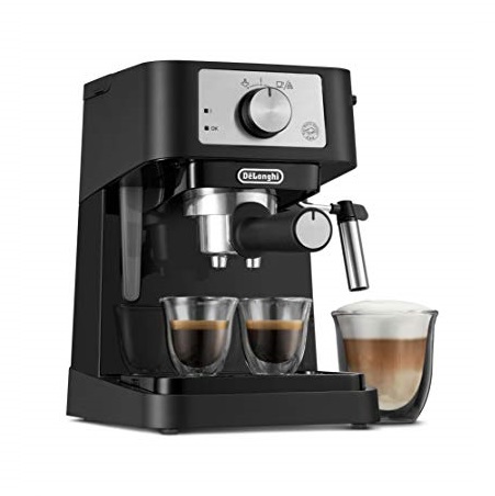 De'Longhi Stilosa Manual Espresso Machine, Latte & Cappuccino Maker, 15 Bar Pump Pressure + Manual Milk Frother Steam Wand, Black / Stainless, EC260BK, Only $79.99