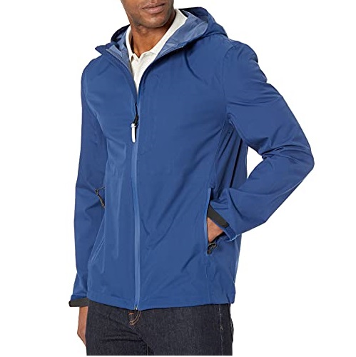 Cole Haan Men's Hooded Seam Sealed Packable Jacket, Marine Blue, Large, Now Only $29.43
