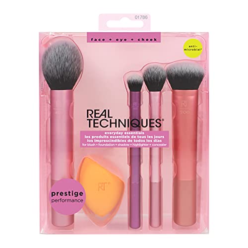 Real Techniques Makeup Brush Set with Sponge Blender for Eyeshadow, Foundation, Blush, and Concealer, Set of 5, List Price is $19.99, Now Only $12.59