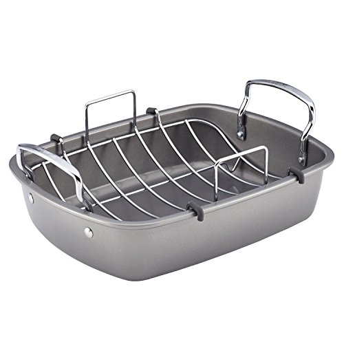 Circulon Nonstick Roasting Pan / Roaster with Rack - 17 Inch x 13 Inch, Gray, List Price is $60, Now Only $30, You Save $30.00 (50%)