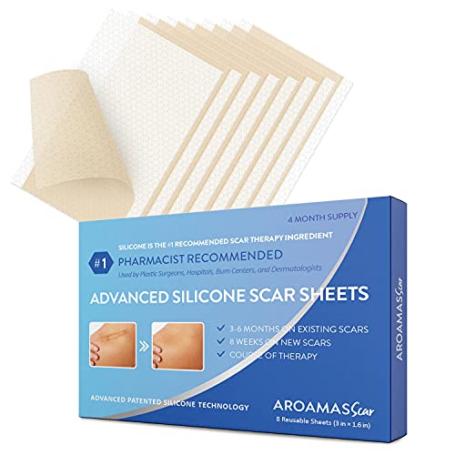Aroamas Professional Silicone Scar Sheets, Soften and Flattens Scars Resulting from Surgery, Injury, Burns, Acne, C-Section  , Soft Silicone Scar Strips [3