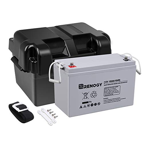 Renogy 12V 100Ah Deep Cycle AGM Battery w/Battery Box for RV, Solar Marine and Off-grid Applications, List Price is $264.99, Now Only $219.99