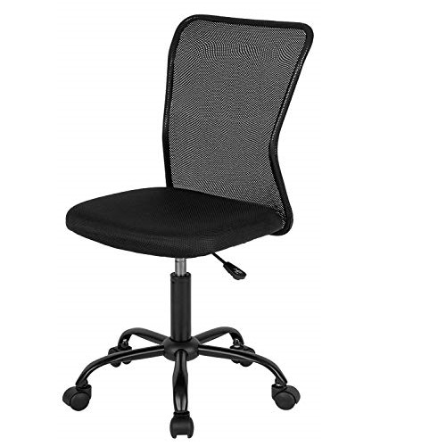 Home Office Chair Mid Back Mesh Desk Chair Armless Computer Chair Ergonomic Task Rolling Swivel Chair Back Support Adjustable Modern Chair with Lumbar Support (Black), Now Only $41.82