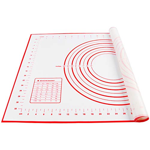 Silicone Pastry Mat Non-Stick Pizza Baking Mat Silicone Pie Measuring Mat Dough Mat for Pie Crust, Pizza and Cookies(16x24Inch)(Red),  Only $4.54