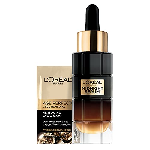 L'Oreal Paris Age Perfect Cell Renewal Midnight Serum, Anti-Aging Face Serum with Patented Antioxidant, Smooth Wrinkles, Firm, Revitalize + Eye Cream Samples, 1 kit,  Only $23.09