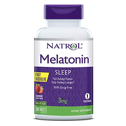 Natrol Melatonin Fast Dissolve Tablets, Helps You Fall Asleep Faster, Stay Asleep Longer, Easy to Take, Dissolve in Mouth, Strengthen Immune System, Maximum Strength, 3mg, 200 Count, Only $9.11