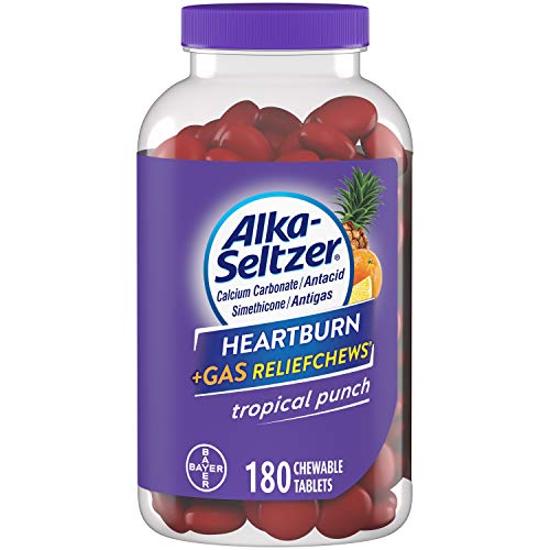 Alka-Seltzer Heartburn Relief and Gas Relief Chews Antacid Tablets for Acid Indigestion Bloating and Pressure, 180 Count, Tropical Punch, List Price is $24.99, Now Only $15.30