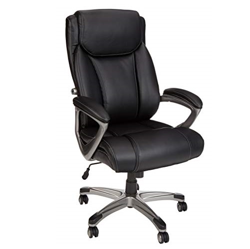 Amazon Basics Big & Tall Executive Computer Desk Chair with Lumbar Support, Adjustable Height and Tilt, 350Lb Capacity - Black with Pewter Finish, Only $104.86