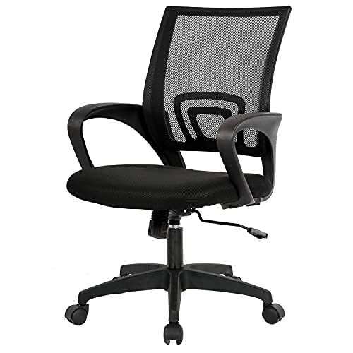 BestOffice Ergonomic Desk Mid-Back Mesh Computer Lumbar Support Comfortable Executive Adjustable Rolling Swivel Task Chair with Armrests(Black), Now Only $48.89