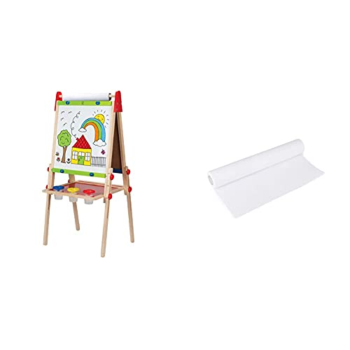 Hape Award Winning All-in-One Wooden Kid's Art Easel with Paper Roll and Accessories & Hape Art Paper Roll Replacement for Kid's Art Easel Paper- 15