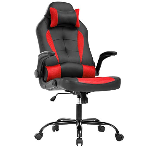 PC Gaming Chair Ergonomic Office Chair Cheap Desk Chair with Lumbar Suport Flip Up Arms Headrest Adjustable PU Leather Executive High Back Computer Chair  Only $79.88