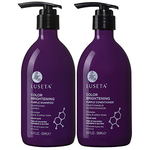 超好价！Luseta紫色洗发香波和护发素套装，富含椰子油，适用于金发和染过色的头发，适合卷曲和受损的头发，2x16.9oz，折上折后仅售$20.5
