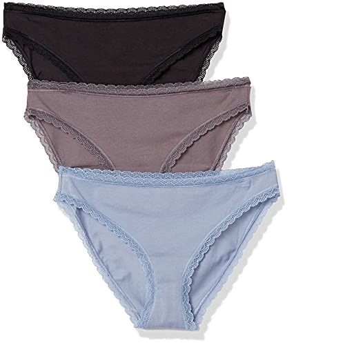 Mae Women's Lace Trim Cotton Bikini Underwear, 3 Pack, Only $7.50
