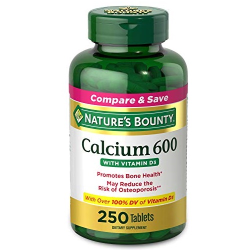 Calcium Carbonate & Vitamin D by Nature's Bounty, Supports Immune Health & Bone Health, 600mg Calcium & 800IU Vitamin D3, 250 Tablets, List Price is $16.67, Now Only $8.00