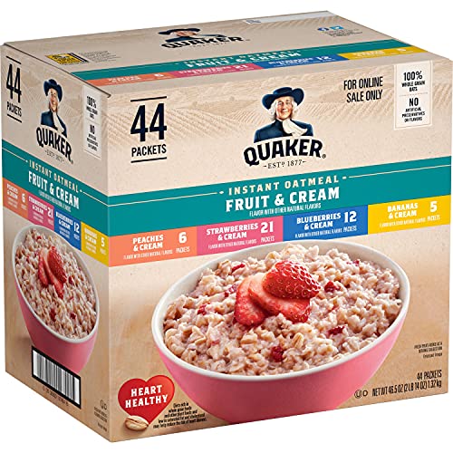 Quaker Instant Oatmeal Fruit & Cream Variety Pack 44ct, Now Only $10.39